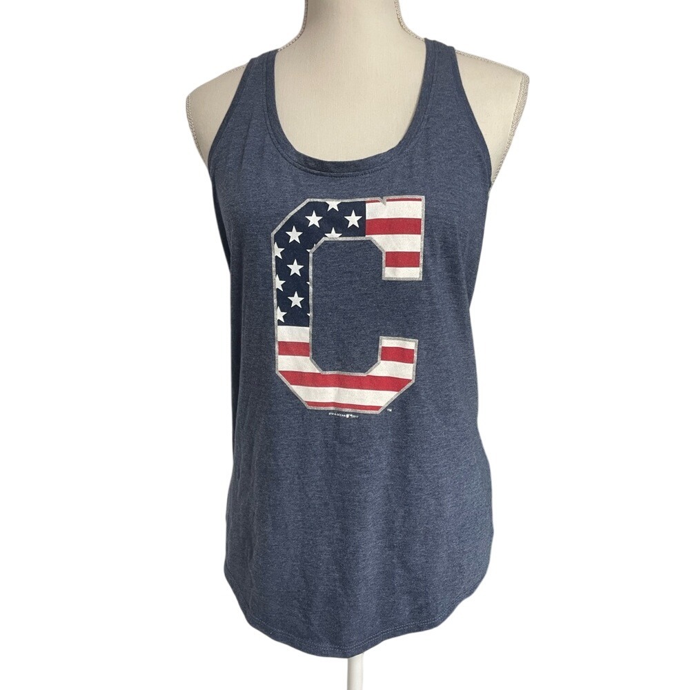 Cleveland Guardians MLB‎ Patriotic Flag Racerback Tank Top Women's L